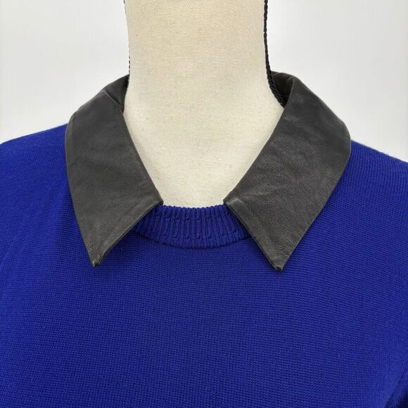 Alilly Women’s Merino Wool Blend Collared Long Sleeve Top Small Blue Pullover - Picture 4 of 12